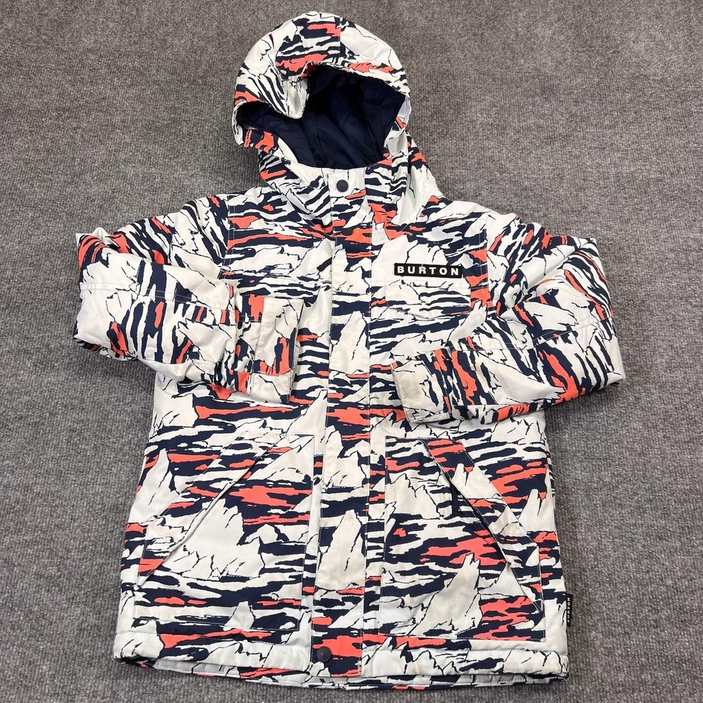 Burton Jacket Kids Small Multicolor Camo Print Hooded Insulated Ski Winter Snow